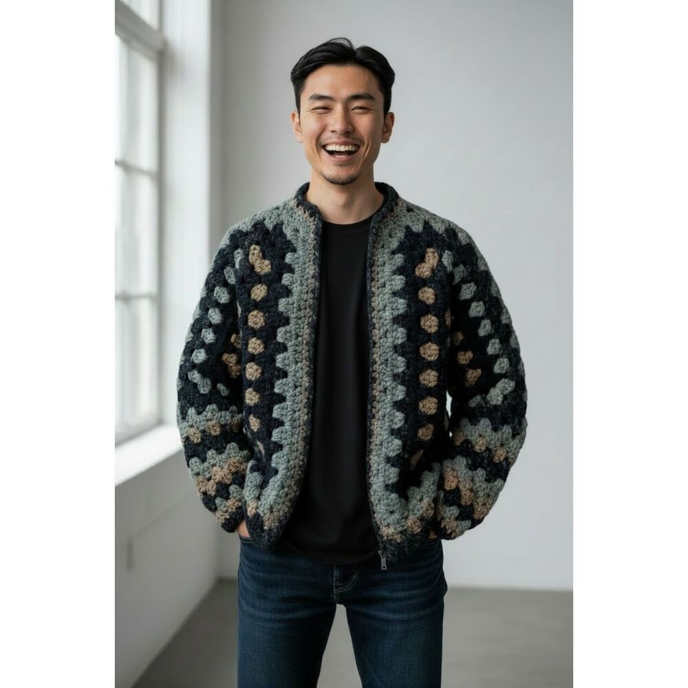 THE OLD FASHIONED Handmade Crochet Hexagon Cardigan